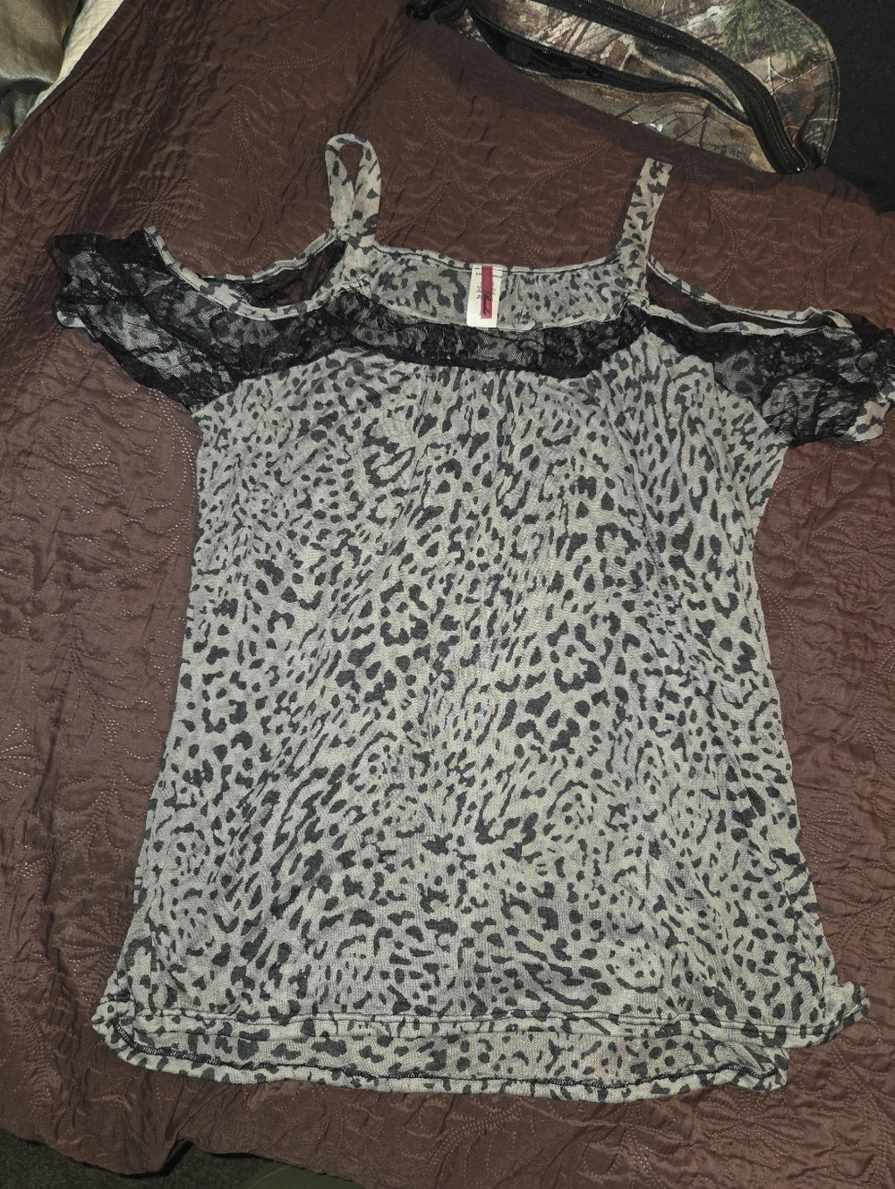 Womens Leopard Print Cold Shoulder Top 3xl